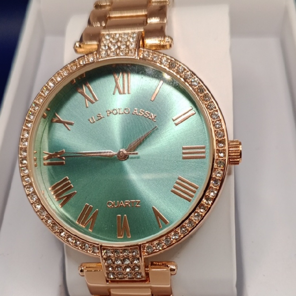 U.S. Polo Assn. Women's Watch with Green Dial and Gold Finish